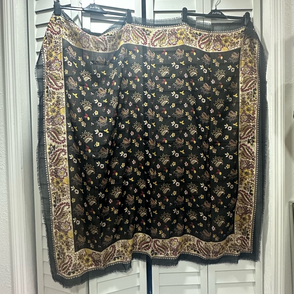 SOLD Celine Black and Red Boho Print Scarf